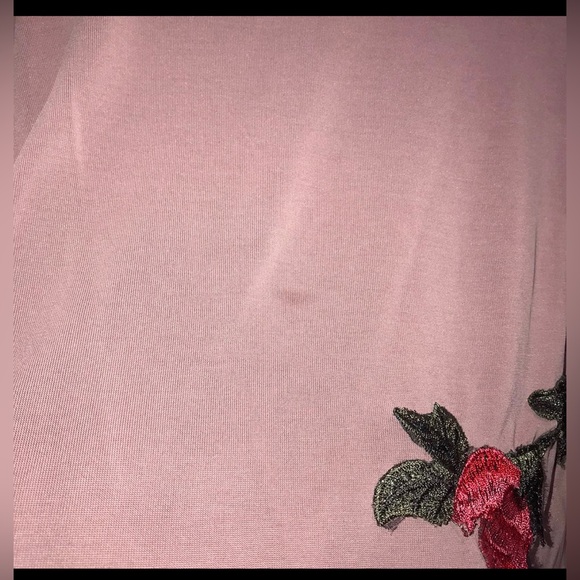 Mauve Colored Crop-Styled Silky Top with Rose Embroidery Detail Size: 3X / 3XL - Picture 11 of 11